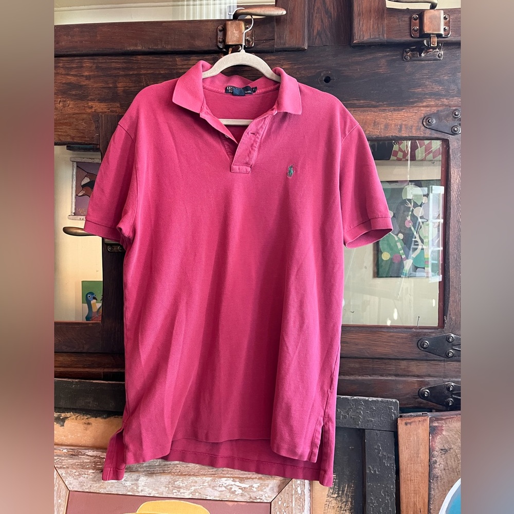 Ladies, size large, dark pink Polo by Ralph Lauren Shirt.